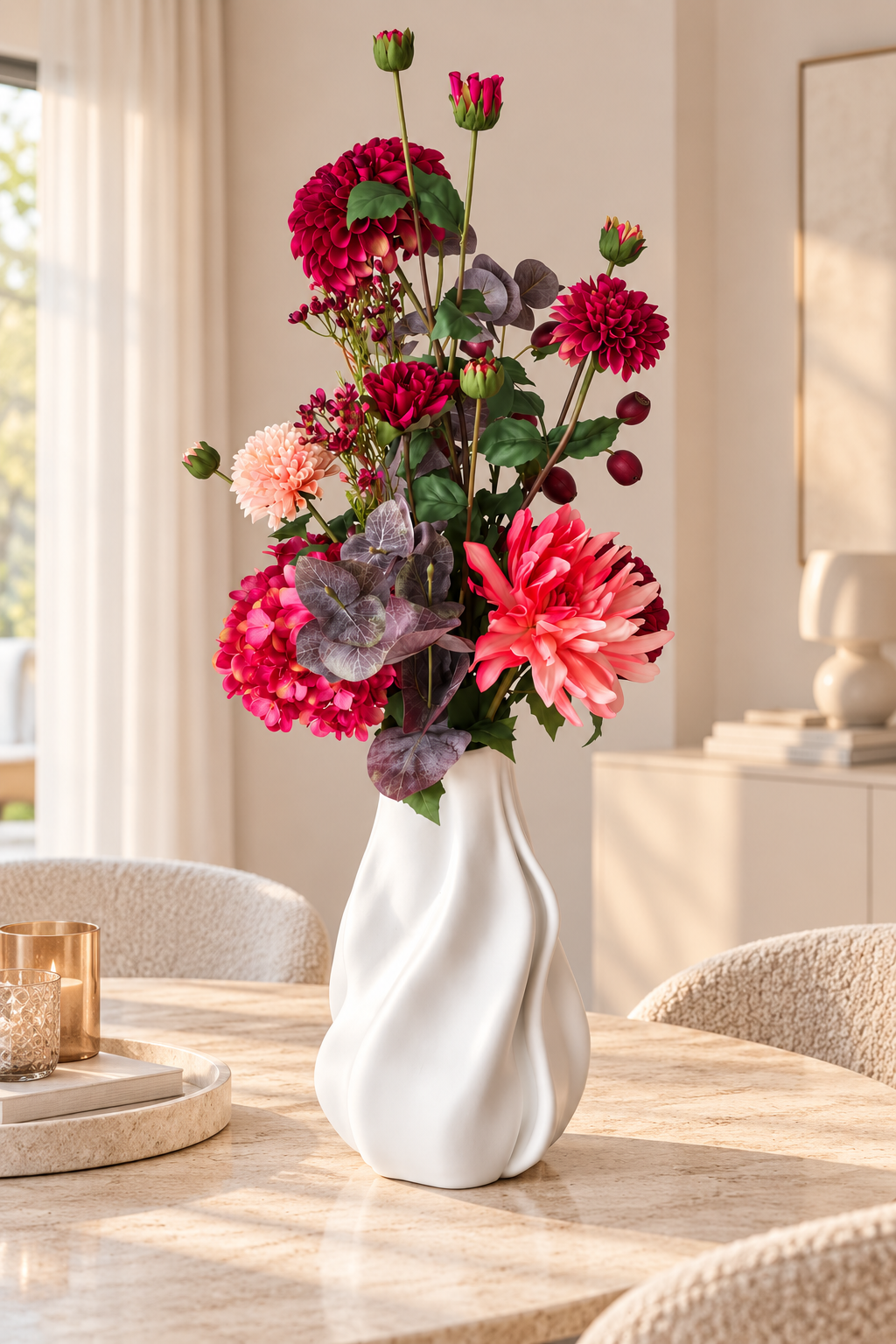 Real Touch Seidenblumenstrauß Ruby in vase Finn