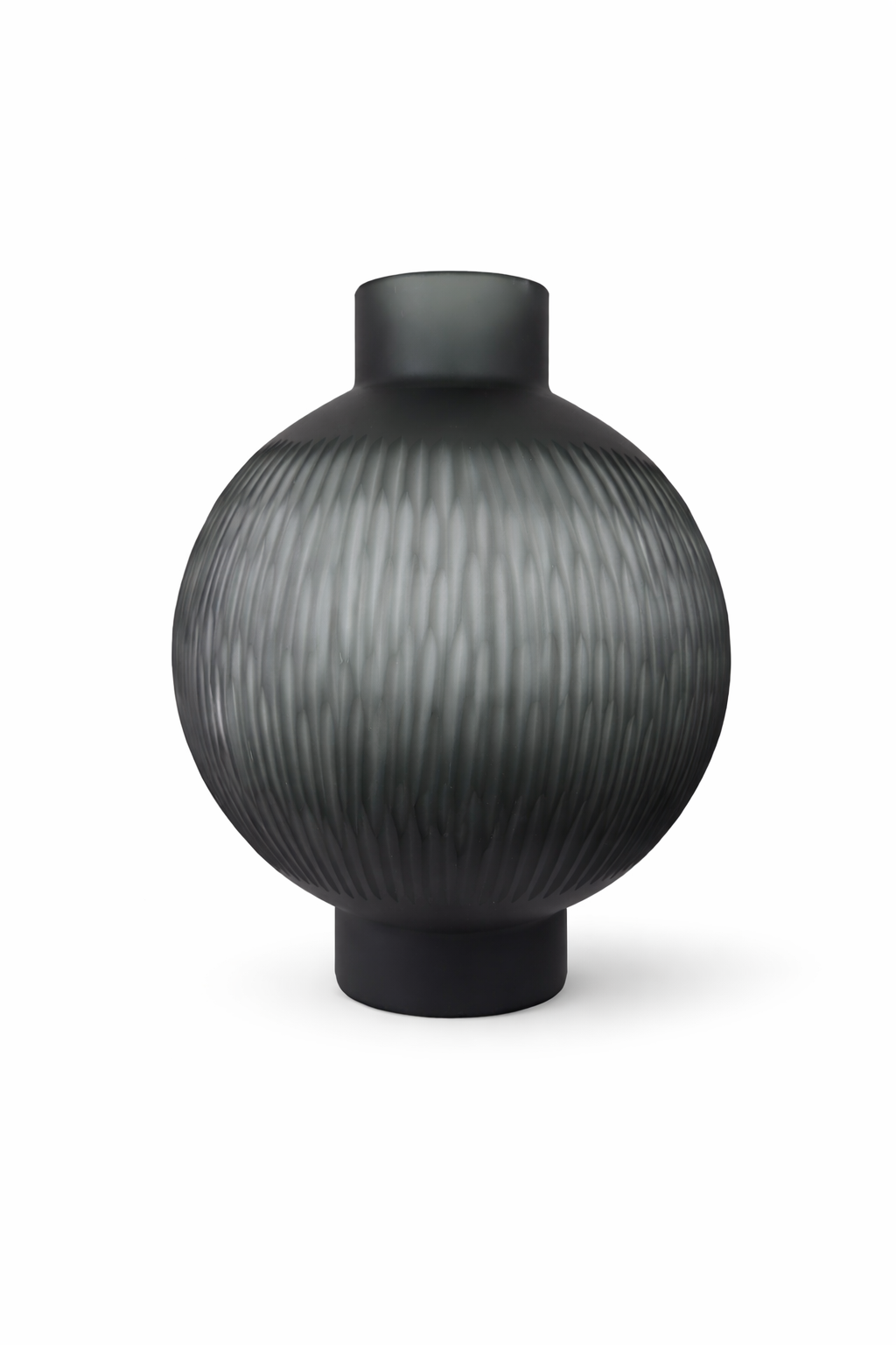 Graue Glasvase Luca mit elegantem rundem Design aus hochwertigem Glas als moderne Wohnraumdekoration