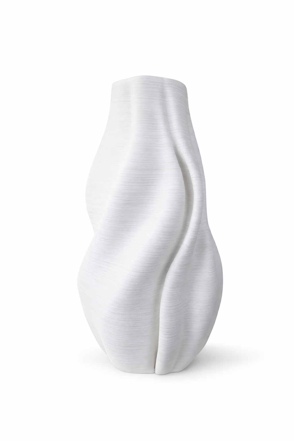 Weiße Keramikvase Finn mit skulpturalem modernem Design für stilvolle Wohnraumdekoration